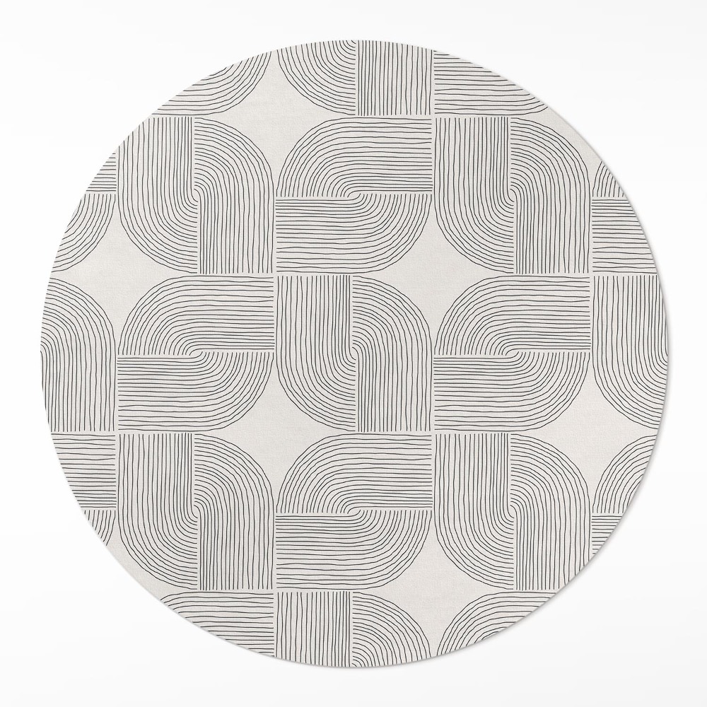 Kulatý vinylový koberec Lineární cop ozdobný vzor vintage