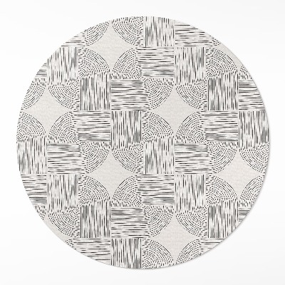 Kulatý vinylový koberec Lineární cop ozdobný vzor vintage