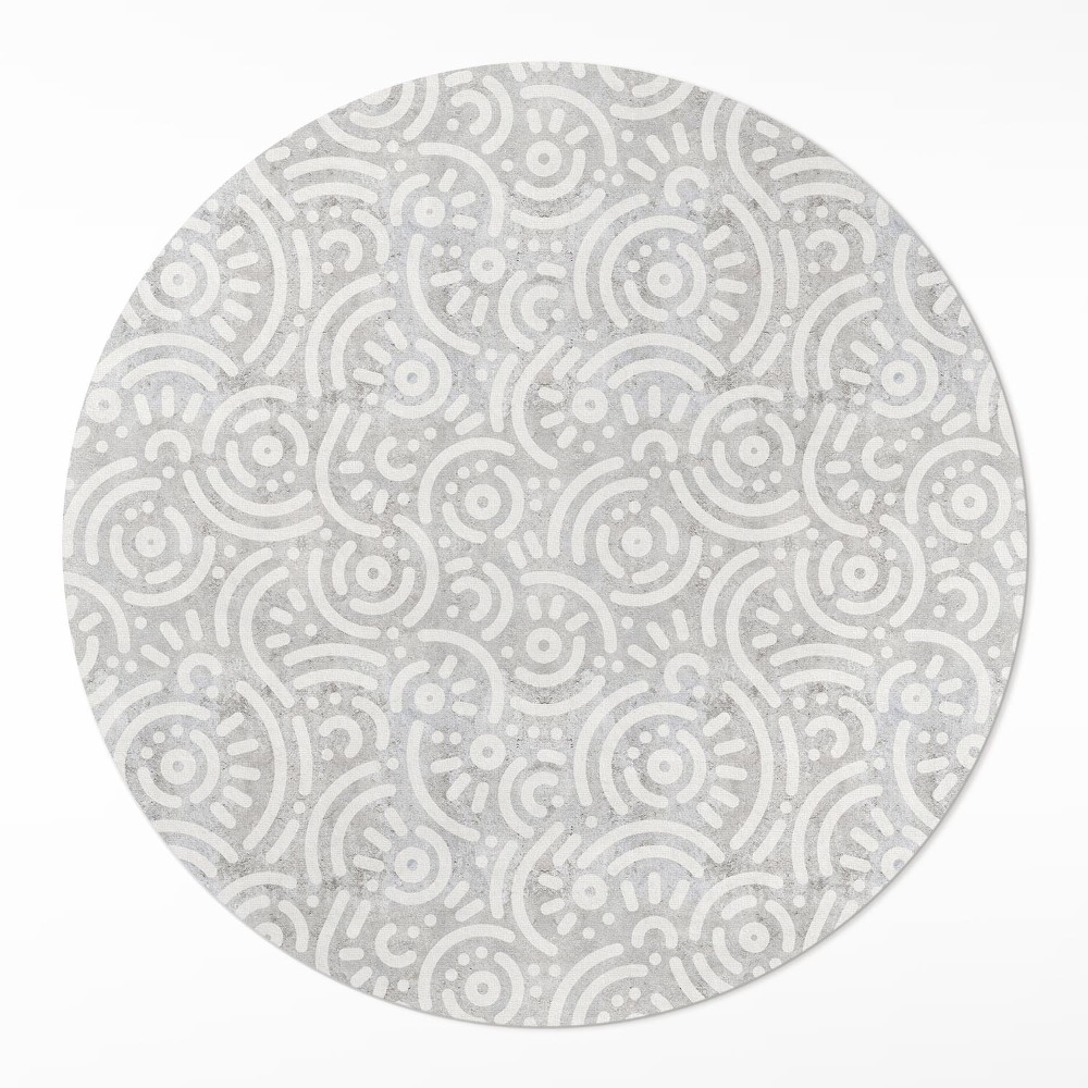 Kulatý vinylový koberec Abstraktní orientální tvary linie boho