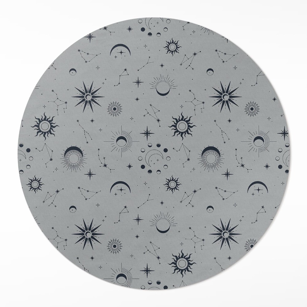 Kulatý vinylový koberec Vesmír měsíc slunce hvězdy vintage