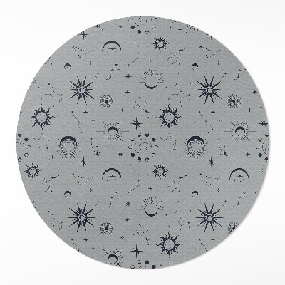 Kulatý vinylový koberec Vesmír měsíc slunce hvězdy vintage