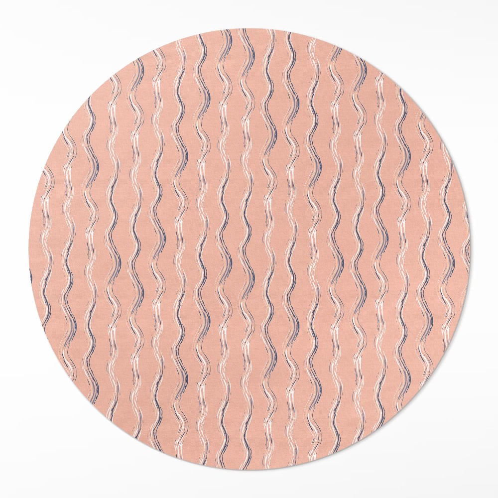 Kulatý vinylový koberec Boho vlny v pastelových barvách