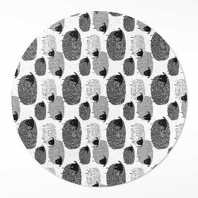 Kulatý vinylový koberec Malované ovce pravidelný vzor