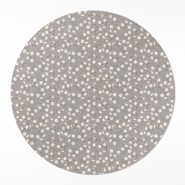 Kulatý vinylový koberec Polní květinová louka jemný vzor boho