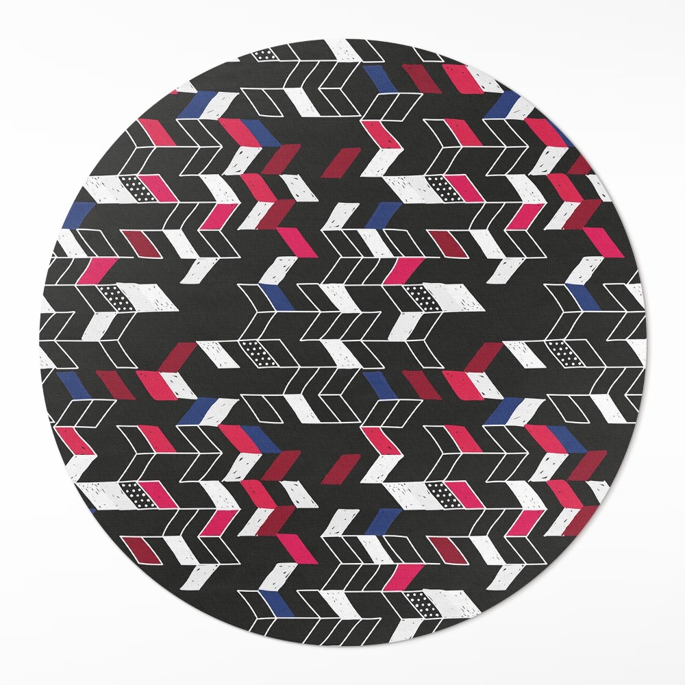 Kulatý vinylový koberec Moderní design módní geometrický vzor