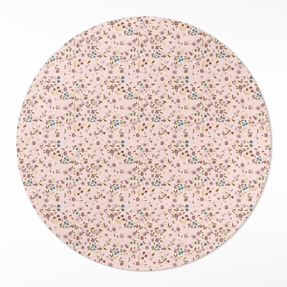 Kulatý vinylový koberec Drobná kvítka na polní louce boho styl