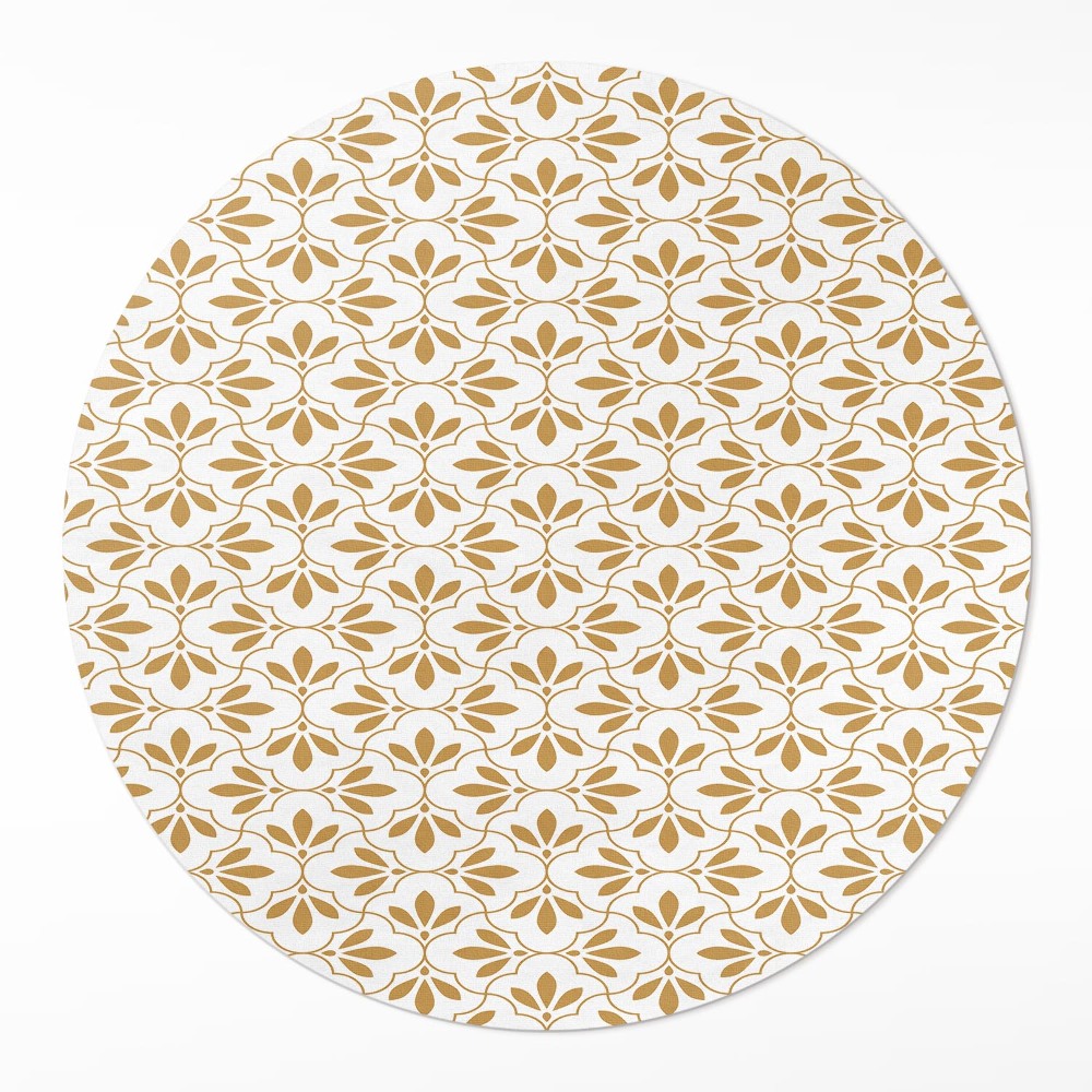 Kulatý vinylový koberec Dekorativní lístky pravidelný vzor