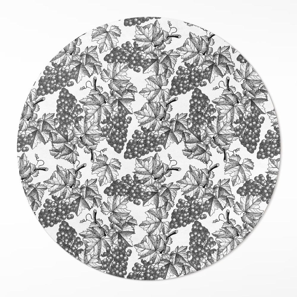 Kulatý vinylový koberec Vinná réva skica ve vintage stylu