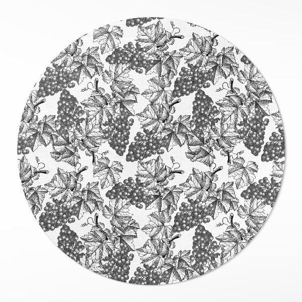 Kulatý vinylový koberec Vinná réva skica ve vintage stylu