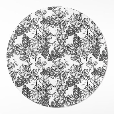 Kulatý vinylový koberec Vinná réva skica ve vintage stylu