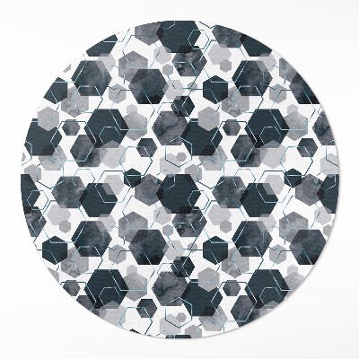Kulatý vinylový koberec Akvarelové a lineární hexagony