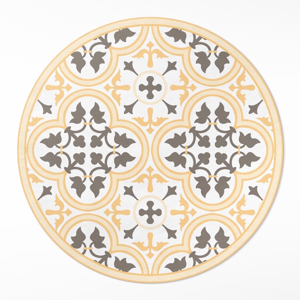 Kulatý vinylový koberec Portugalské dlaždice v letním stylu