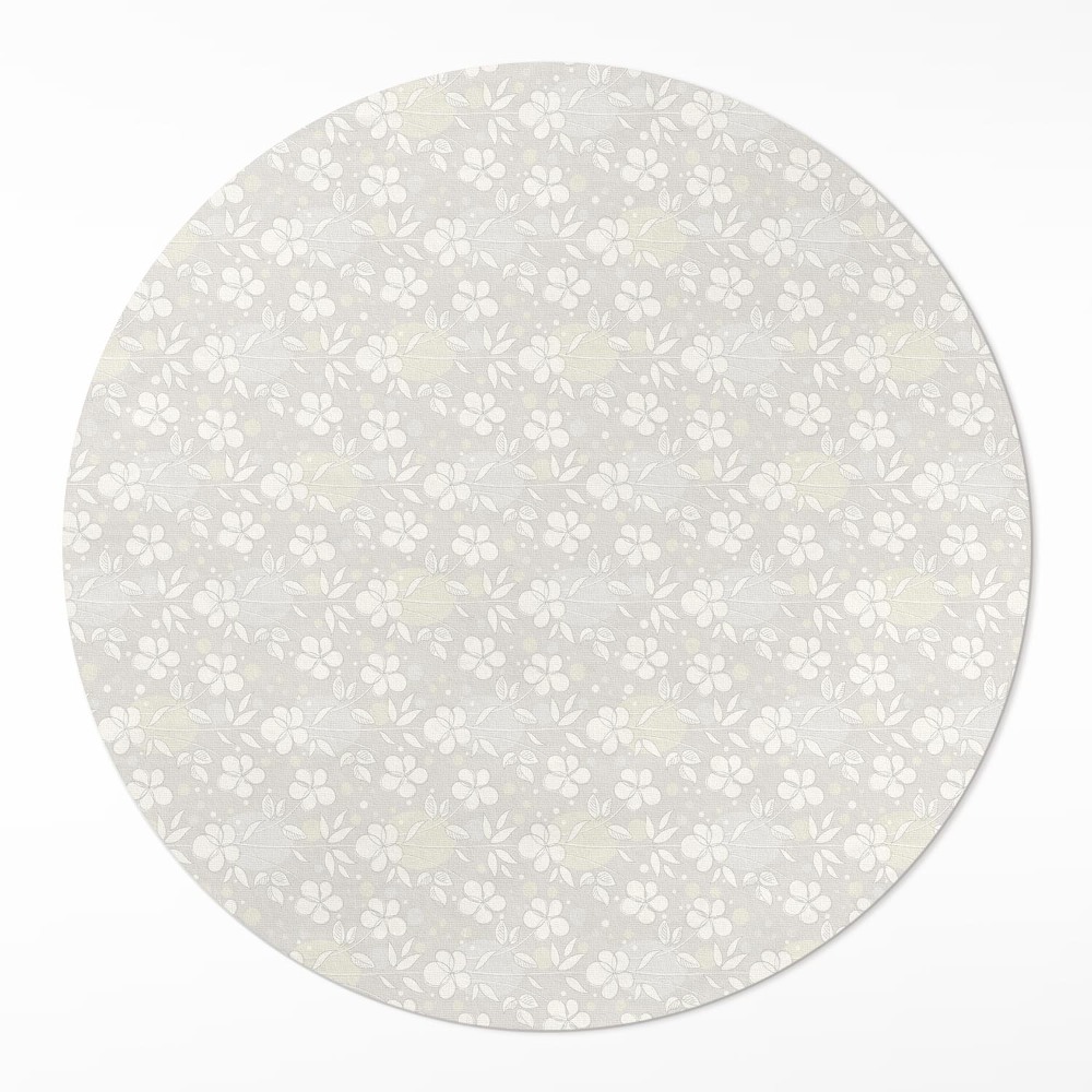 Kulatý vinylový koberec Jemná polní louka drobné květiny boho