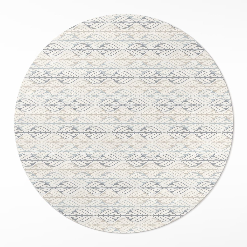 Kulatý vinylový koberec Pravidelné listy orientální vzor boho