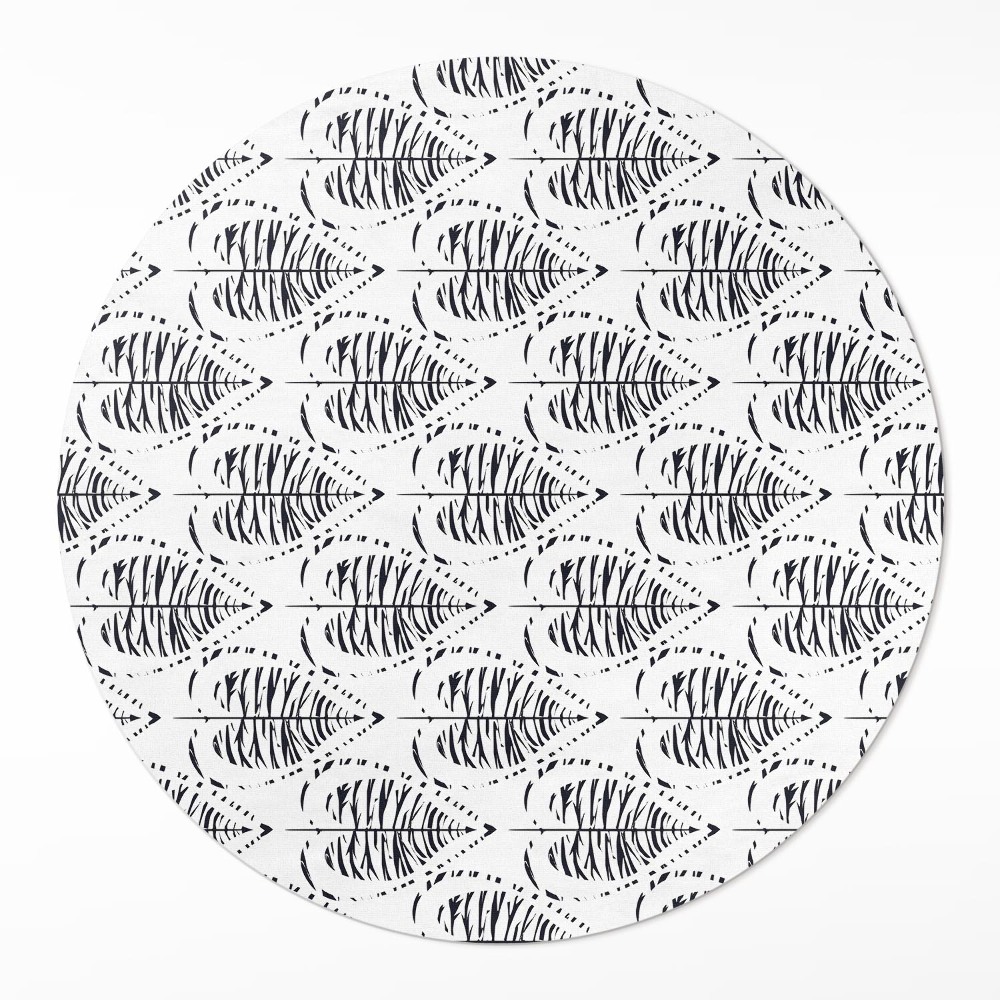 Kulatý vinylový koberec Boho listy pravidelný vzor