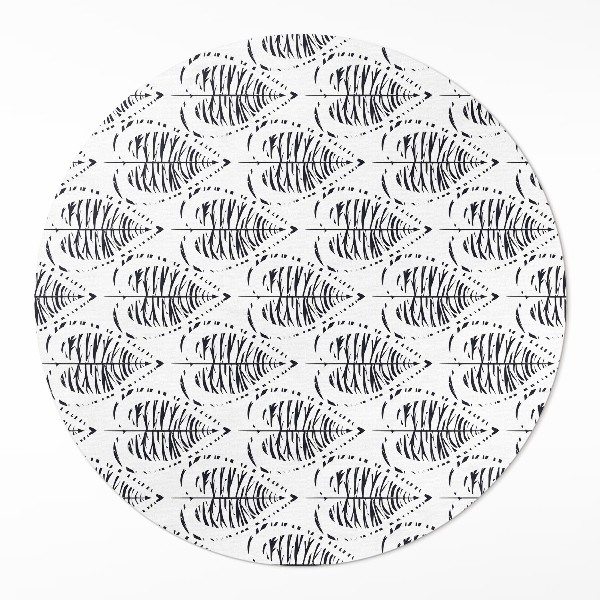 Kulatý vinylový koberec Boho listy pravidelný vzor