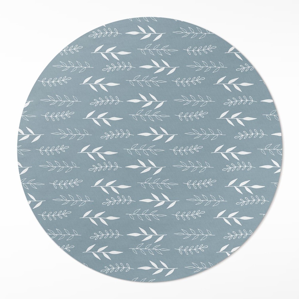 Kulatý vinylový koberec Minimalistická ilustrace větvičky a lístky