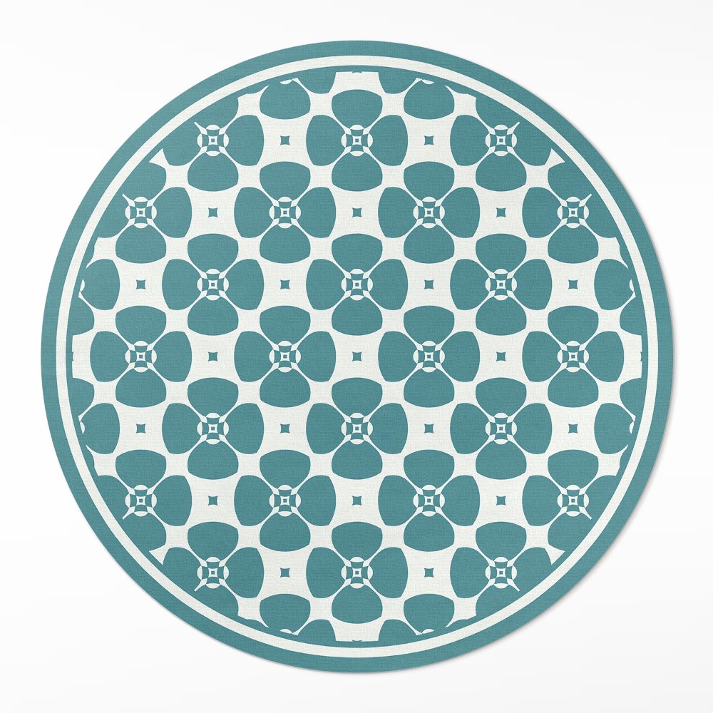 Kulatý vinylový koberec Květinový vzor dlaždic