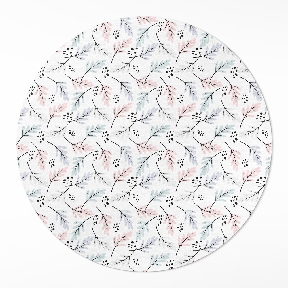 Kulatý vinylový koberec Pastelové jemné rostliny ve stylu boho