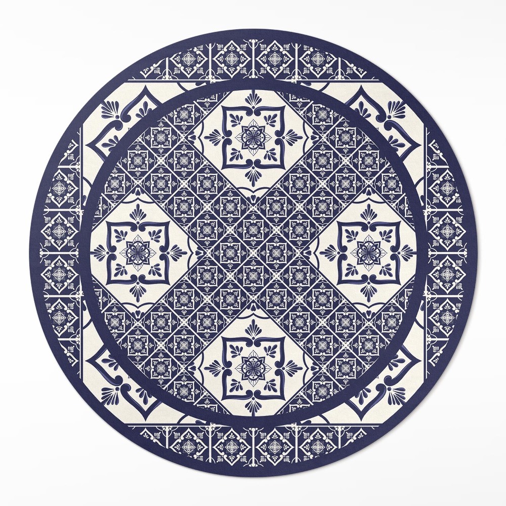 Kulatý vinylový koberec Ozdobné dlaždice v portugalském stylu