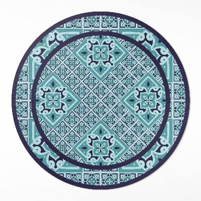 Kulatý vinylový koberec Ozdobné dlaždice ve španělském stylu