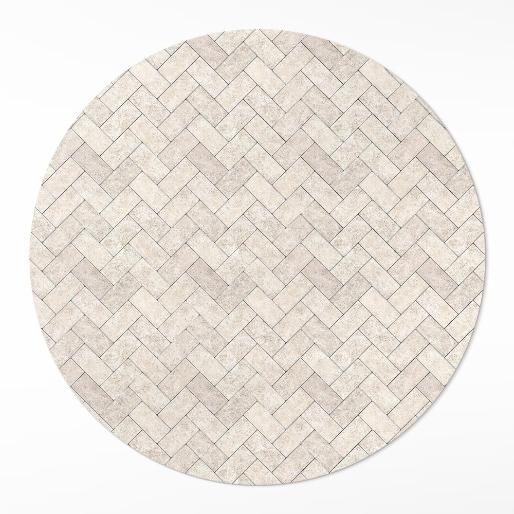 Kulatý vinylový koberec Kamenná rybí kost dlažební kostky