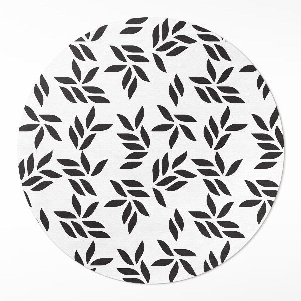 Kulatý vinylový koberec Minimalistický vzor lístků
