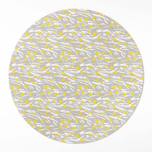 Kulatý vinylový koberec Polní louka drobné kvítky boho