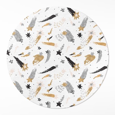 Kulatý vinylový koberec Malované hvězdy ve vesmíru boho