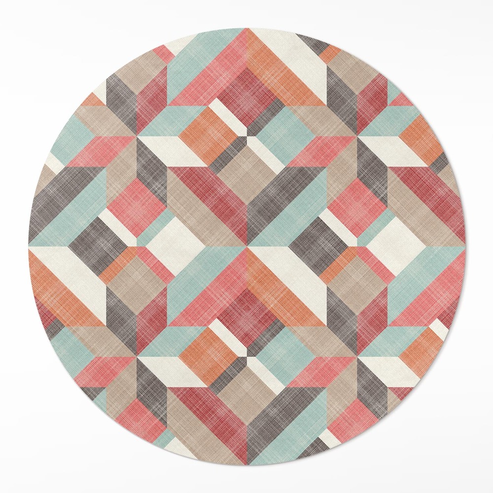 Kulatý vinylový koberec Opotřebovaný geometrický vzor