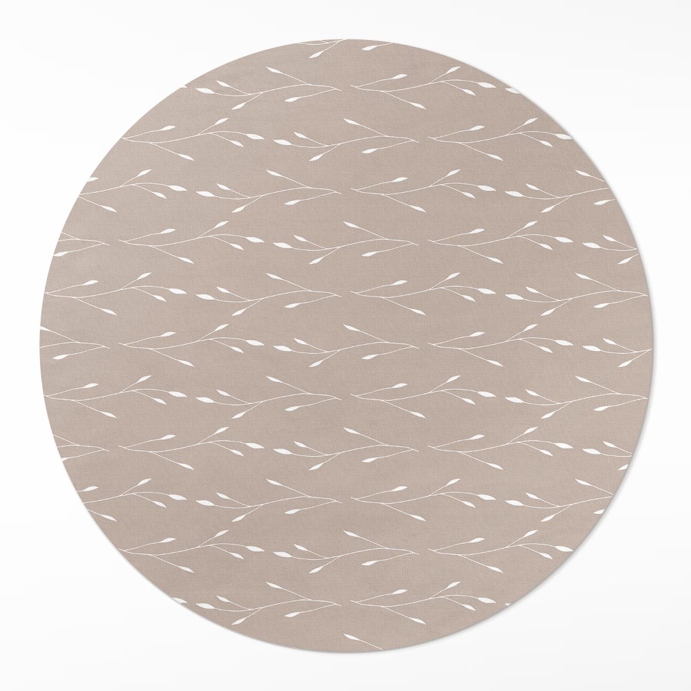 Kulatý vinylový koberec Drobná jemné lístky a větvičky boho