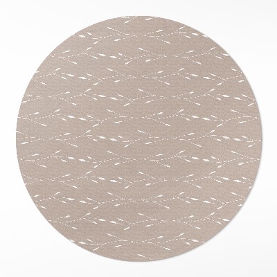 Kulatý vinylový koberec Drobná jemné lístky a větvičky boho