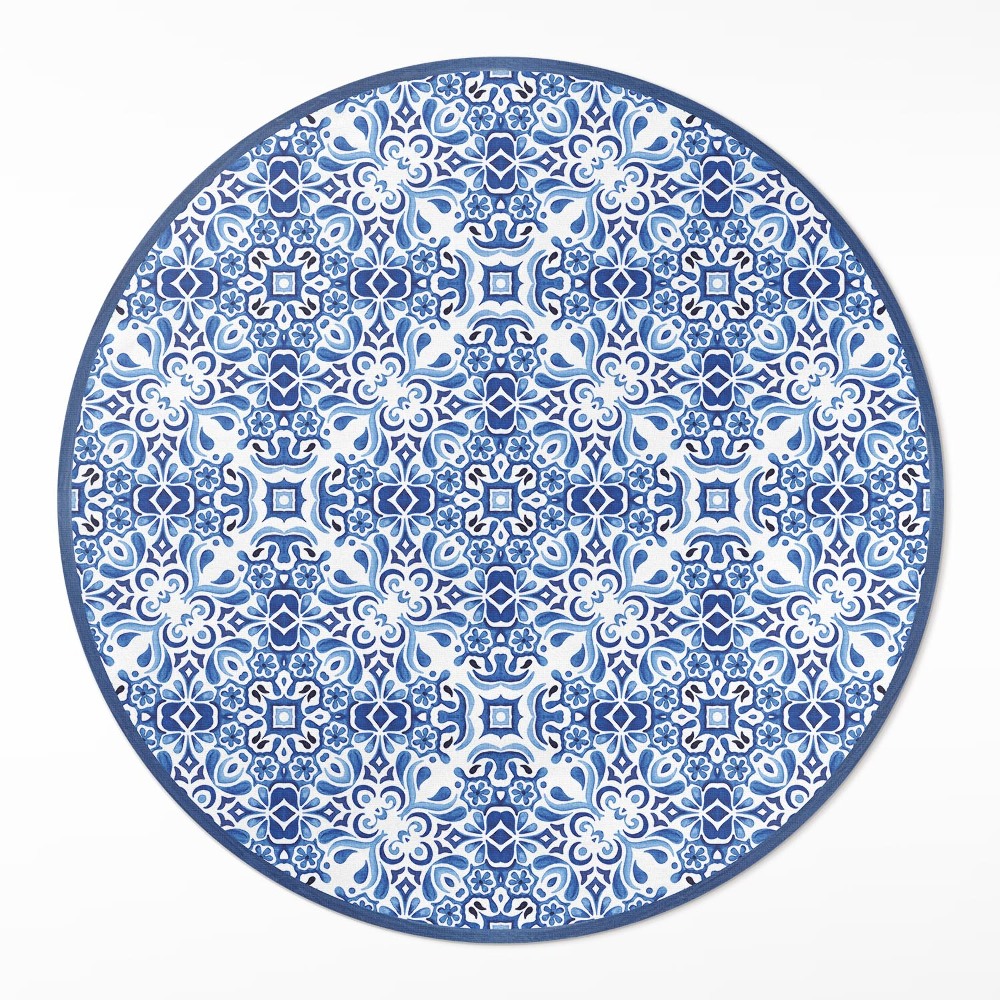 Kulatý vinylový koberec Portugalské ornamentální dlaždice