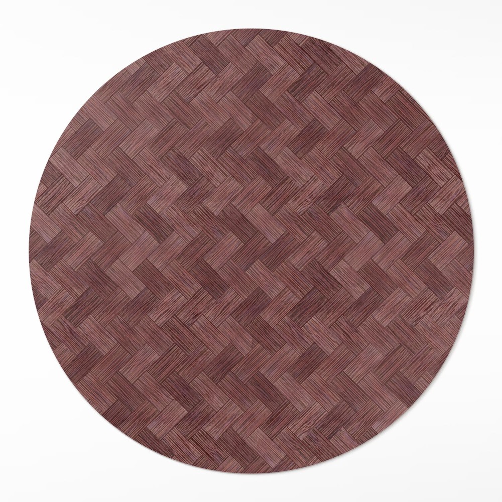 Kulatý vinylový koberec Pletený parket módní rybí kost