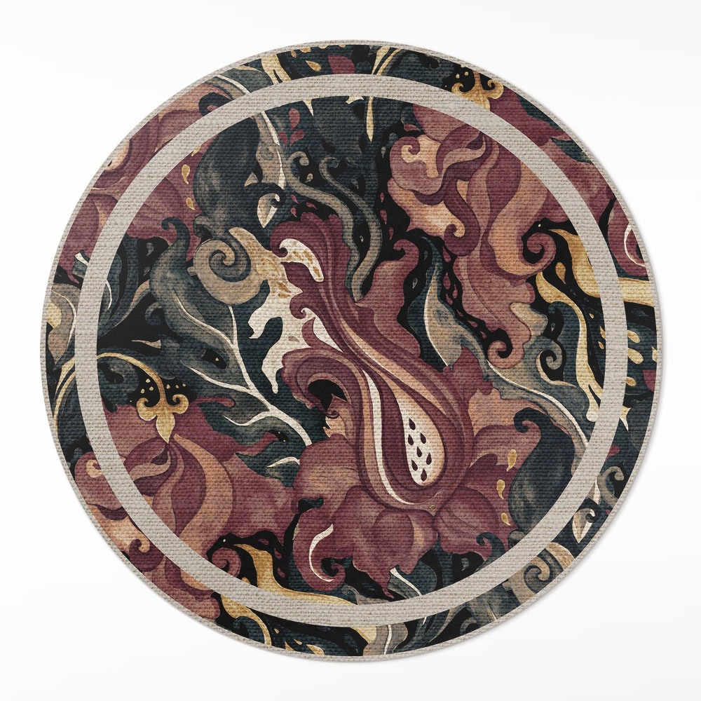 Kulatý vinylový koberec Akvarelová květinová abstrakce