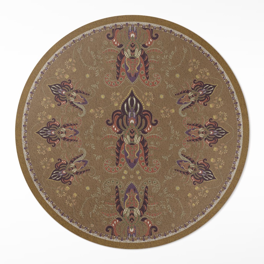 Kulatý vinylový koberec Květinové rostlinné ornamenty