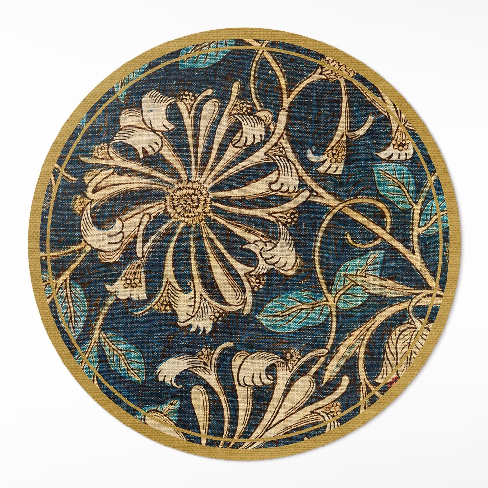 Kulatý vinylový koberec Imitace textilie s rostlinami