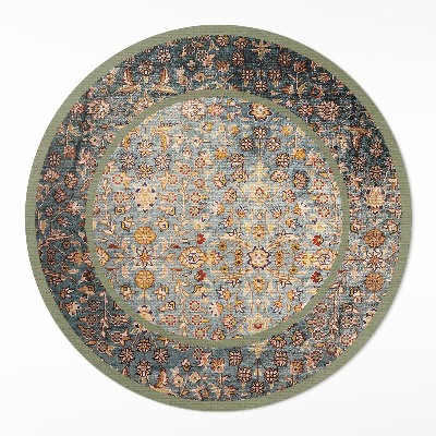 Kulatý vinylový koberec Vintage rostliny ve stylu tureckém