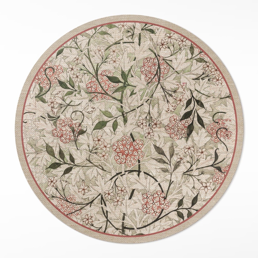 Kulatý vinylový koberec Jemná vegetace boho