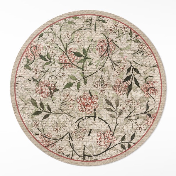 Kulatý vinylový koberec Jemná vegetace boho