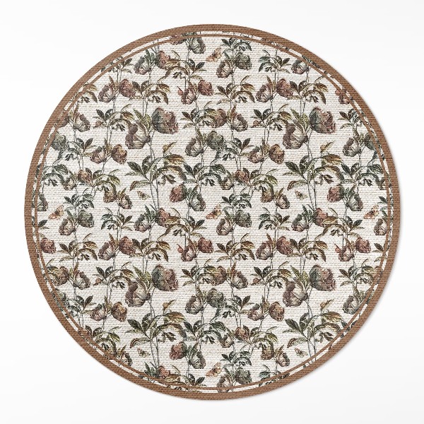 Kulatý vinylový koberec Jemné ozdobné větvičky vintage