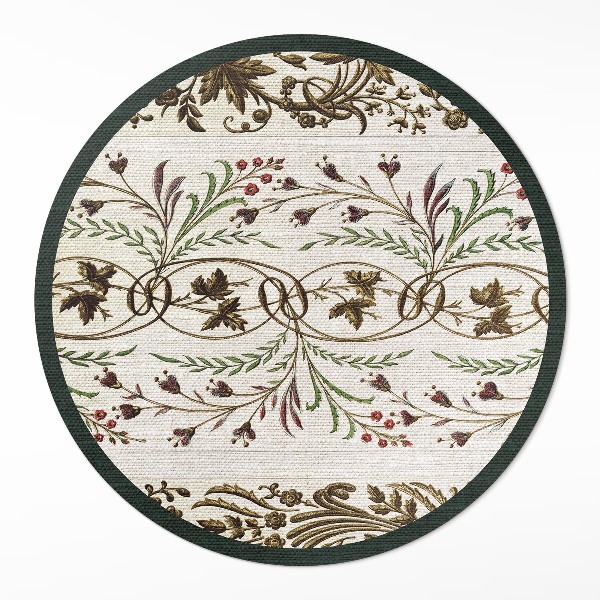 Kulatý vinylový koberec Dekorativní rostlinné ornamenty