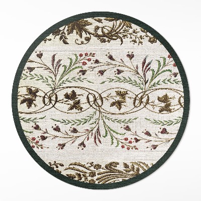 Kulatý vinylový koberec Dekorativní rostlinné ornamenty