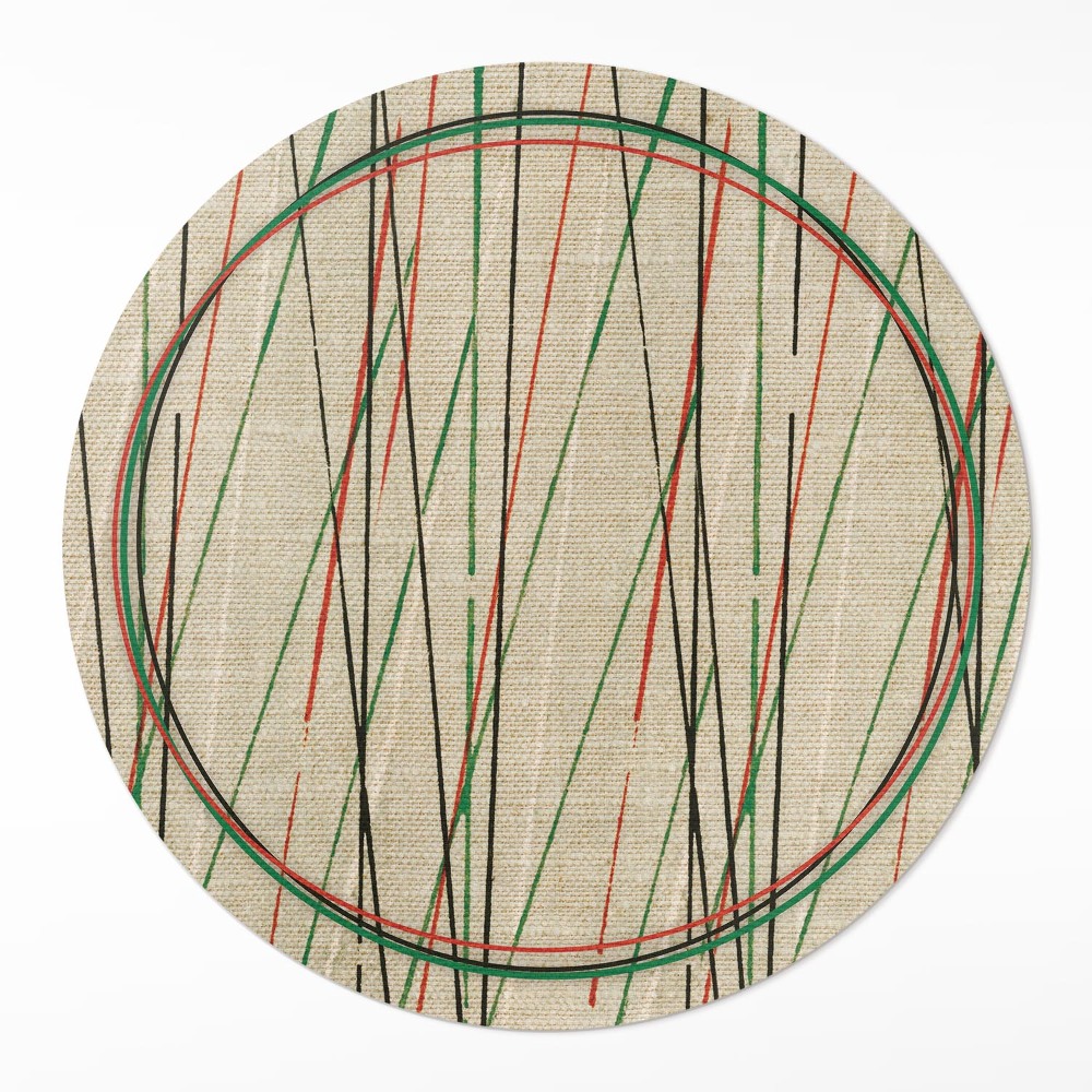 Kulatý vinylový koberec Barevné čáry na textilii