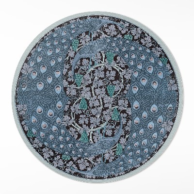 Kulatý vinylový koberec Modří pávi ve vinici