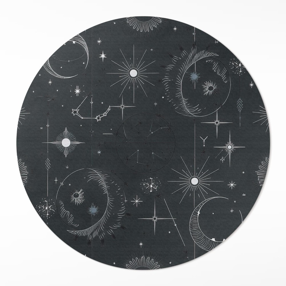 Kulatý vinylový koberec Vesmír astrologie souhvězdí měsíce