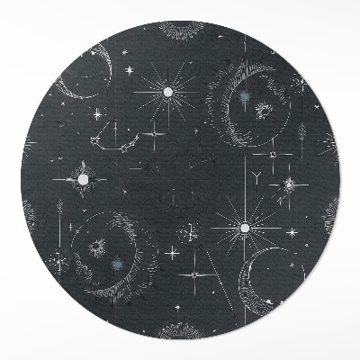 Kulatý vinylový koberec Vesmír astrologie souhvězdí měsíce