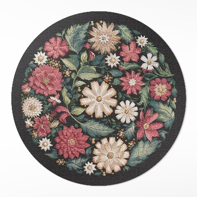 Kulatý vinylový koberec Polní květiny pastelové jemné rostliny