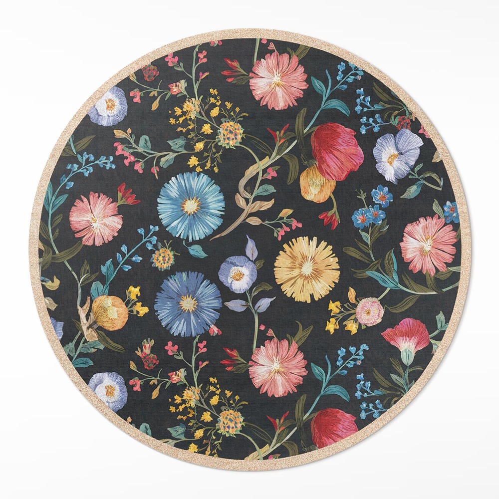Kulatý vinylový koberec Barevné polní jemné květiny vintage