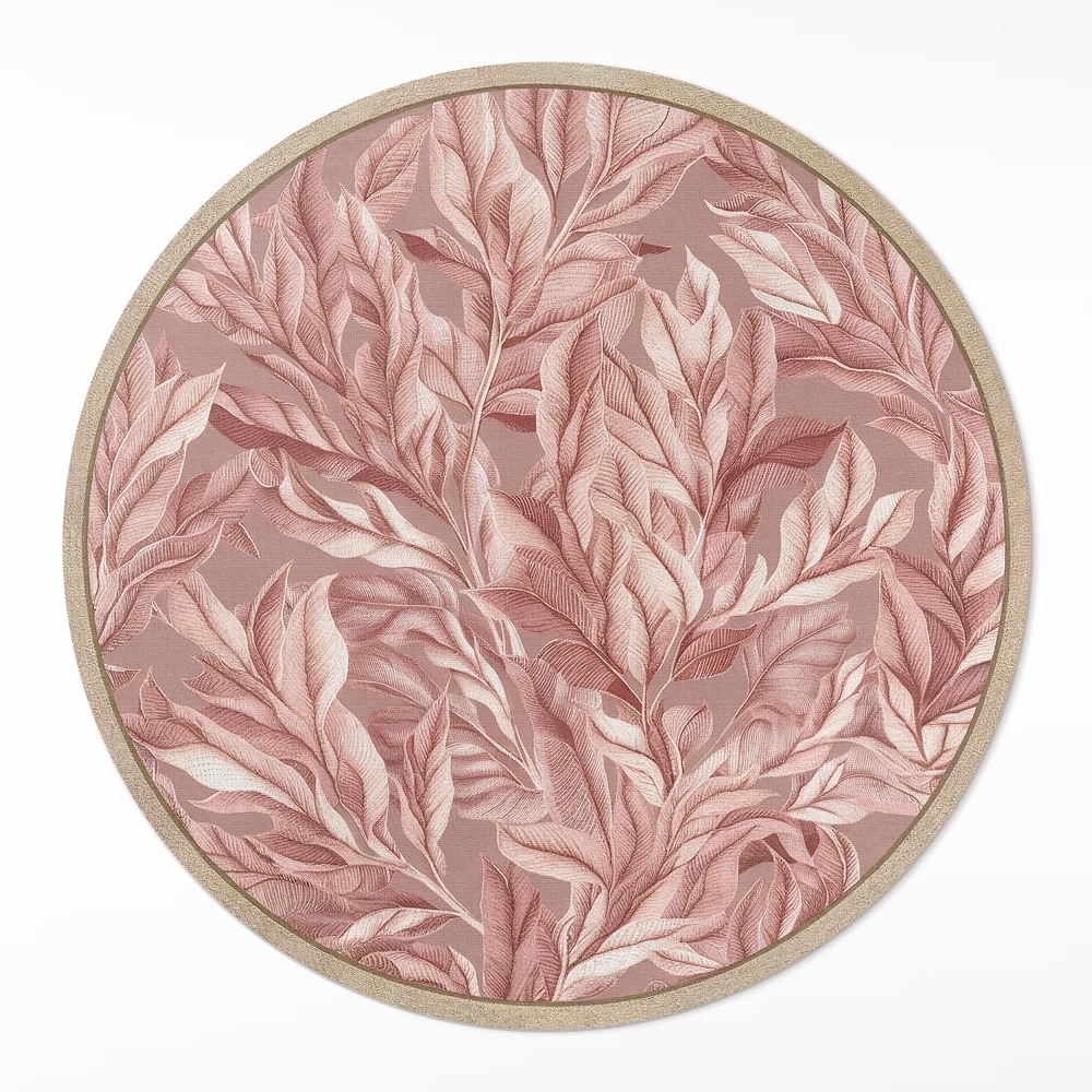 Kulatý vinylový koberec Jemné pastelové listy boho